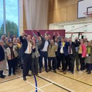 Victorious Lib Dems celebrate at the election count