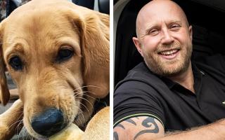 Guide Dogs' puppy Ralph and Barrie Neilon, owner of Ovenu Winchester