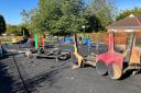 Fraser Road play area after it was targeted by arsonists in September 2022