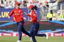 Maia Boucher and Freya Kemp celebrate during England's win over Pakistan.