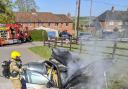 Sparsholt car fire. Image: Winchester Fire Station Twitter