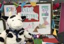 Moona the library mascot at COWfest