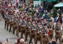 Adjutant General's Corps marching in Winchester at a freedom parade last October