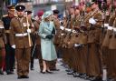 The Princess Royal inspecting the troops of the Royal Logistic Corps