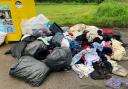 Photos of the items left outside the charity bins at Swanmore Village Hall