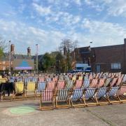 The outdoor cinema in Buskets Yard. Photo: Winchester City Council/Twitter