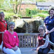 Winchester Soroptimists Jo and Julie with Winchester Hospice staff Maddy and  Donna