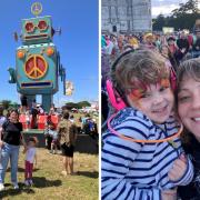 Kimberley Barber with her children at Camp Bestival