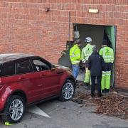 The car crashed into the building on Thursday