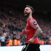 Southampton's Adam Armstrong scores Southampton's second goal during the Championship match between Saints and Sunderland at St Mary's Stadium.