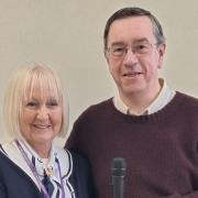 Kevin Ashman (right) with Jean Favell, President of Catherington WI
