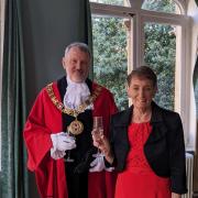 Cllr Russell Gordon-Smith (left) with outgoing mayor Cllr Angela Clear