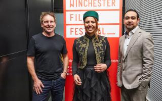 L-R: Festival director John Hayes and Iranian filmmakers Nazanin Ghanbari and Amirhossein Hatami