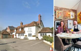 Left: The Hanger Freehouse. Right: Clare and Francis Joyce