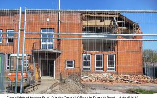 Demolition of former Rural District Council Offices in Duttons Road. April 14 2015