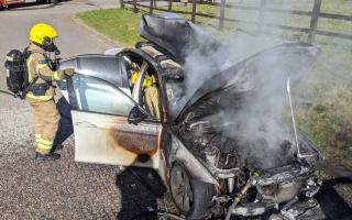 Sparsholt car fire. Image: Winchester Fire Station Twitter