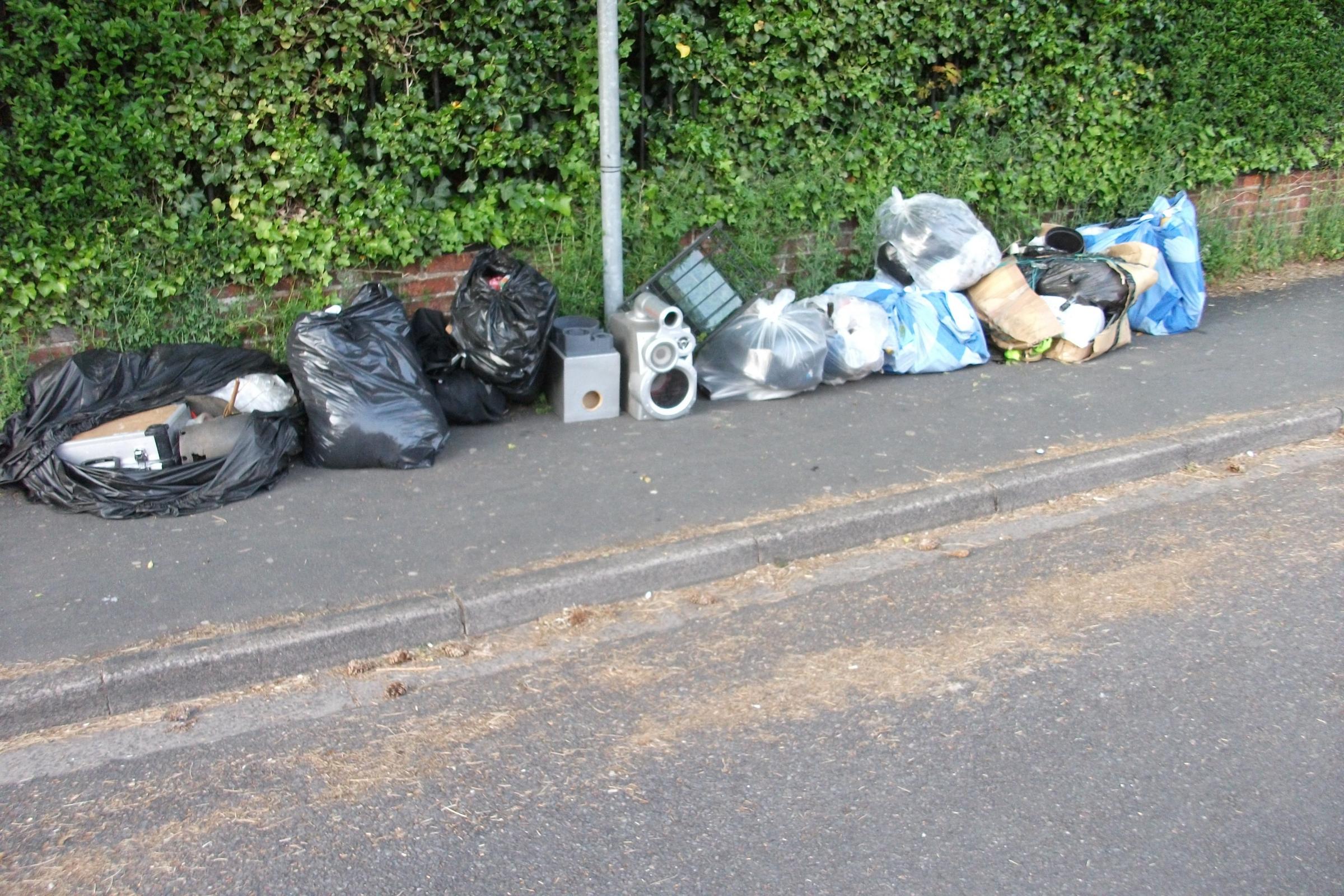 Fly tipping in Hatherley Road, Winchester City Centre. Photo: Paul Newman
