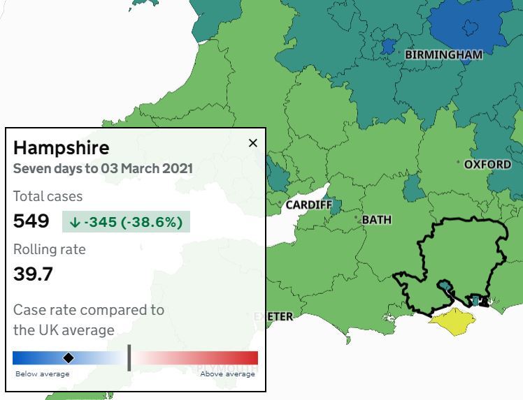 The latest Hampshire numbers from Wednesday March 3
