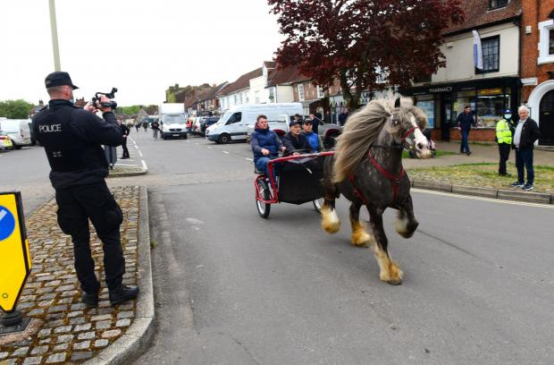 Hampshire Chronicle: Crowds of travellers defied police today by turning up for an historic Wickham horse fair which had been cancelled. Solent News & Photo Agency