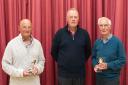 Left to right:  Mike Cox (winner in primary category), judge Tony Oliver and Roy Lambeth (winner in advanced category).