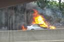 M27 car fire. Picture by Trevor Morecraft.