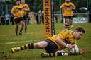 Winchester Winger Tom Forster goes over for his try (credit: Chris Pritchard)