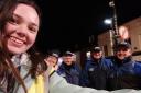 Reporter Adele Bouchard with street pastors in Winchester city centre
