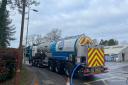 The huge tanker supplying the hospital with water