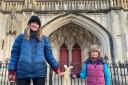 Lauris and Hanna Prince with Stringy at Winchester Cathedral