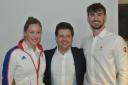 Olympic swimmers Julia Beckett and Jacob Peters with WCSC head coach, Ben Reid