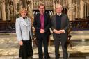 L-R: Rev.d Catherine Ogle, Dean of Winchester Cathedral, Philip Mounstephen, Bishop of Winchester, and Bruce Parker