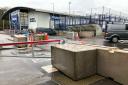 A number of concrete bollards and gates have been installed outside Wickes in Basingstoke