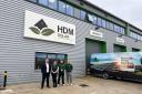 Adam Firth, HDM Solar managing director, Tayah Betambeau, manager and members of the team at Ferndown Industrial Estate