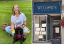 Left: Willows owner Victoria Wiggans and Willow the dog. Right: The Willows shop front