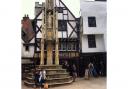 The Buttercross in Winchester: the base for newspaper vendor Snowy