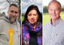 Test Valley election candidates. Left to right: Chilworth, Nursling and Rownhams - Lee Berry,  Charlton & The Pentons - Linda Lasbrook,  Chilworth, Nursling and Rownhams - Phil Bundy