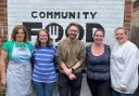 Unit 12 Community Pantry team. Cllr John Tippett-Cooper (centre) and manager Lara Tarrant (centre right).