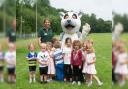 Children at Kingsmead Day Nursery with Lenny the Lemur from Marwell Zoo
