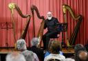 Mike Parker at the performance of Eliza Austen's harp