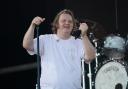 Lewis Capaldi performing on the Pyramid Stage, at the Glastonbury Festival