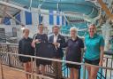 Cllr Geoff Cooper with members of Romsey and Totton Swimming Club