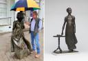 Left: Phil Howe by the statue of Jane Austen in Basingstoke. Right: The proposed Winchester statue of Jane Austen