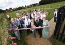 Councillors, Otterbourne Residents and Southern Water representatives celebrate the opening of the new path