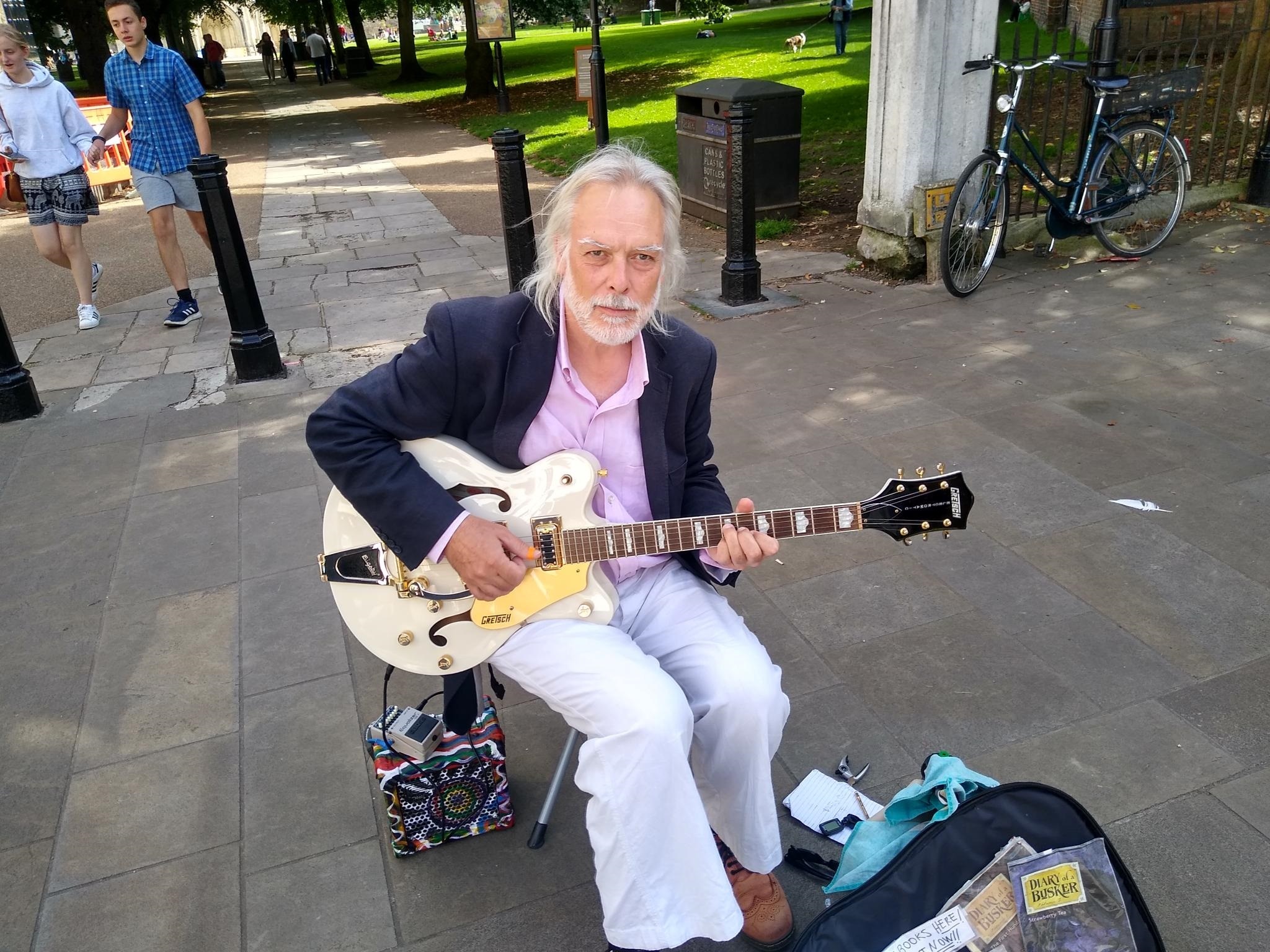 Marvin B Naylor in the spot on The Square where he was ordered to stop playing 