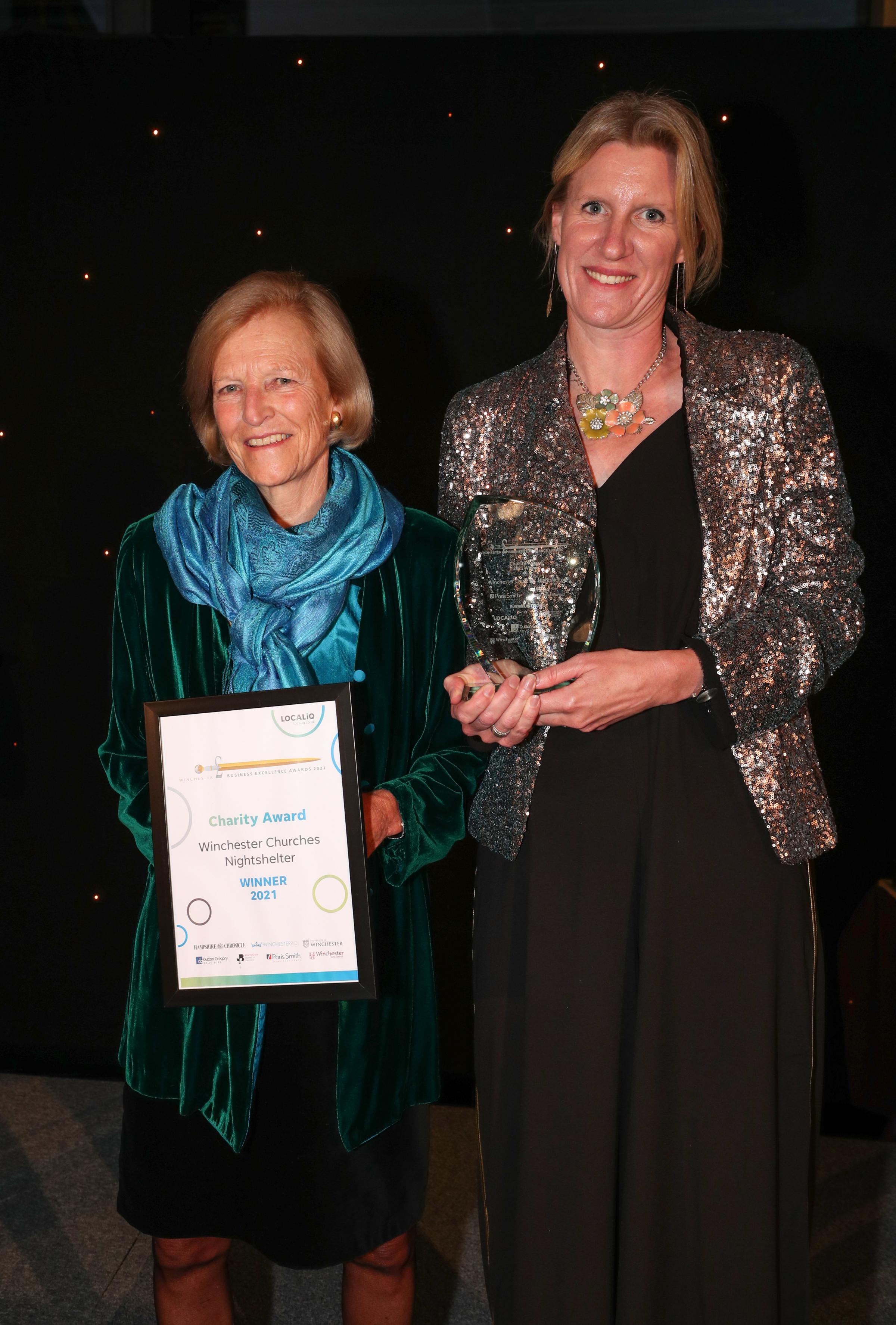 Winchester Business Excellence Awards 2021. Winner of the Charity Award Award Winchester Churches Nightshelter.