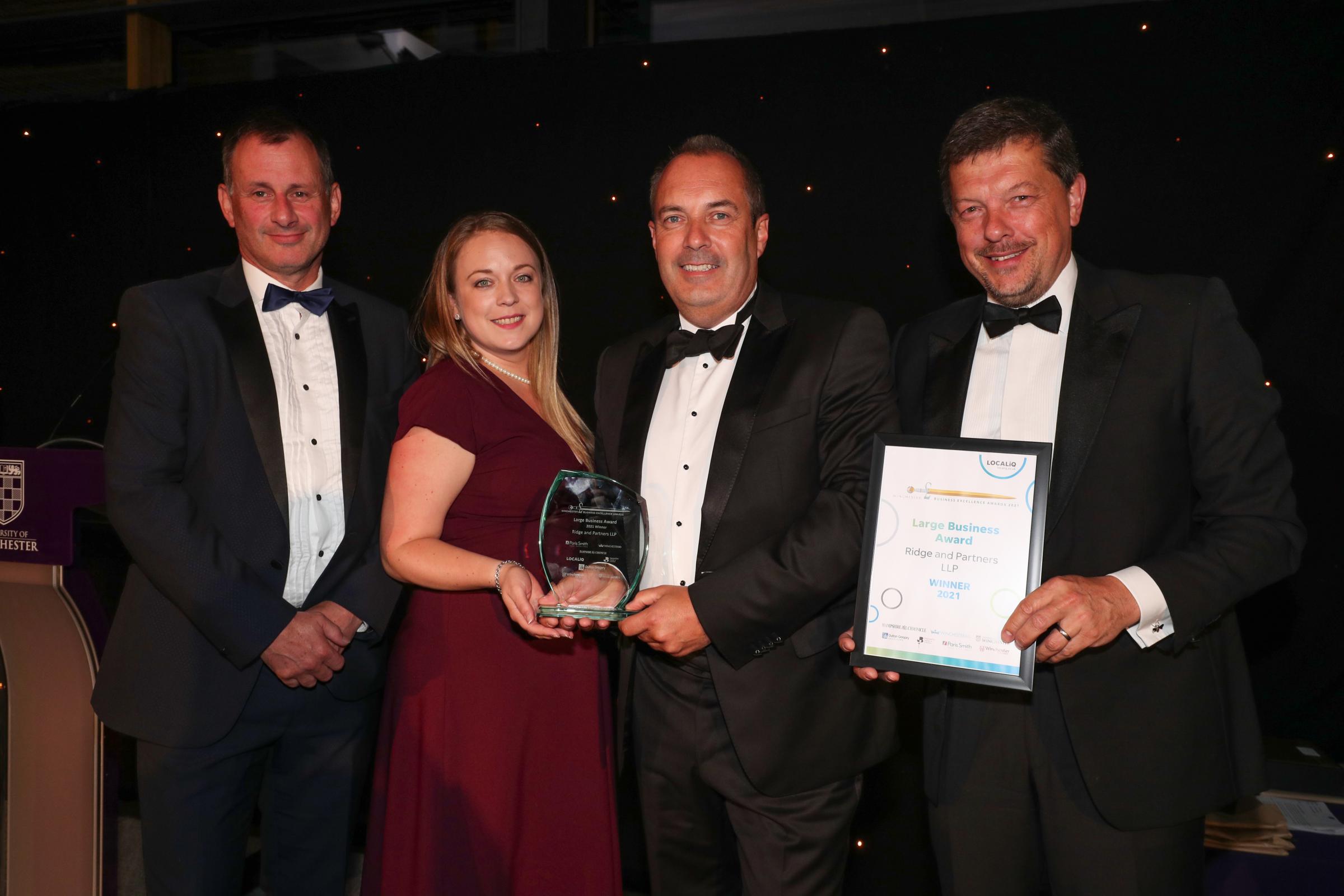 Winchester Business Excellence Awards 2021. Winner of the Large Business Award Ridge and Partners LLP.