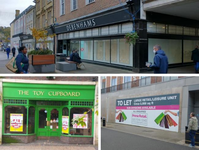 Three of the empty shops in Winchester