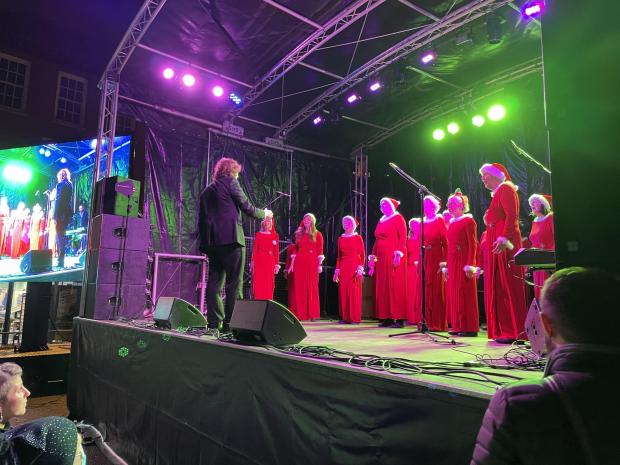 Hampshire Chronicle: A Capella on stage ahead of Winchester Christmas light switch on, 2021