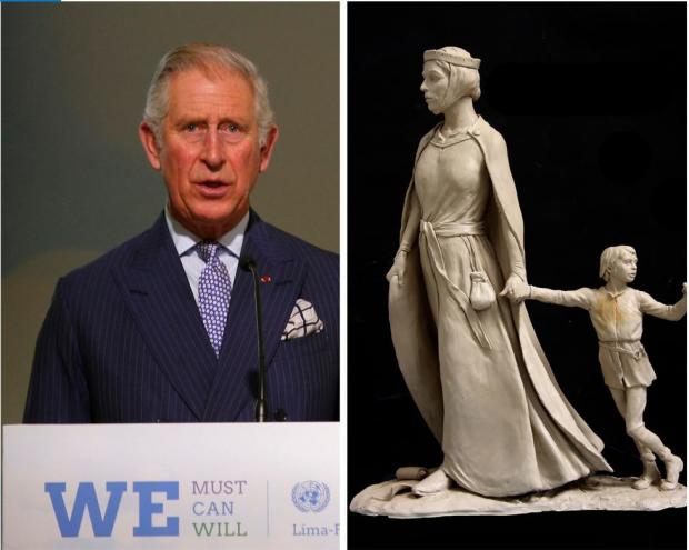 Hampshire Chronicle: Prince Charles and a scale model of the Licoricia statue