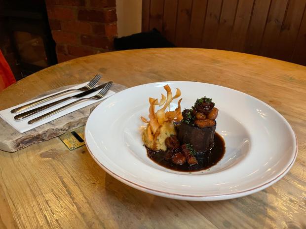 Hampshire Chronicle: Braised Scottish beef feather blade, bourguignon & parsnip. Credit: Luke Emmess, Head Chef at Wykeham Arms